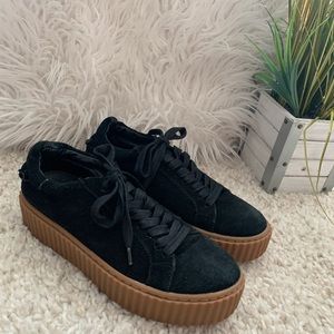 J Slides Suede Parker Platform Sneaker - Black